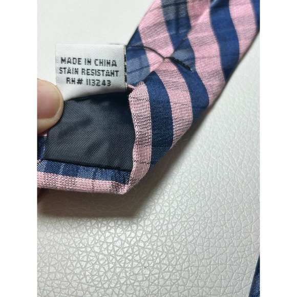 Pink Blue Plaid Silk Linen Necktie Men's Tie‎ Office Preppy 3.5 inches - Picture 5 of 5